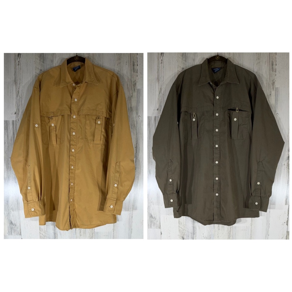 Bills Khakis Button Up Size XL Lot of 2 Olive Gold Ripstop Casual Outdoors READ